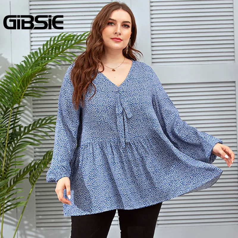 Женский топ с бантом и цветочным принтом GIBSIE осенняя плиссированная рубашка