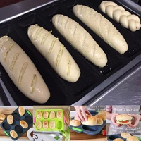 round bread baguette hamburger baking mold long loaf cookie bun mold foldable silicone mould non stick bake tray