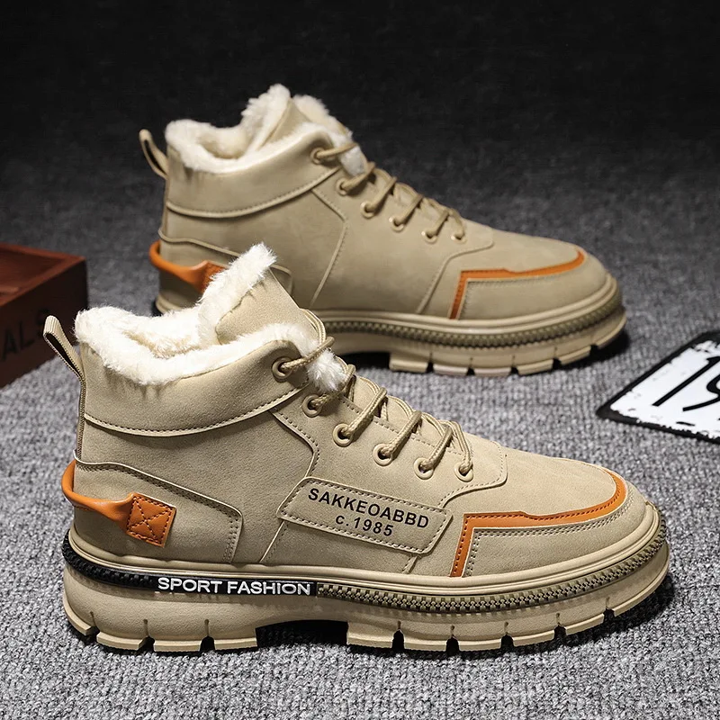 Men Boots Men's Winter Shoes Fashion Snow Plus Size Sneakers Ankle Black Blue Footwear |