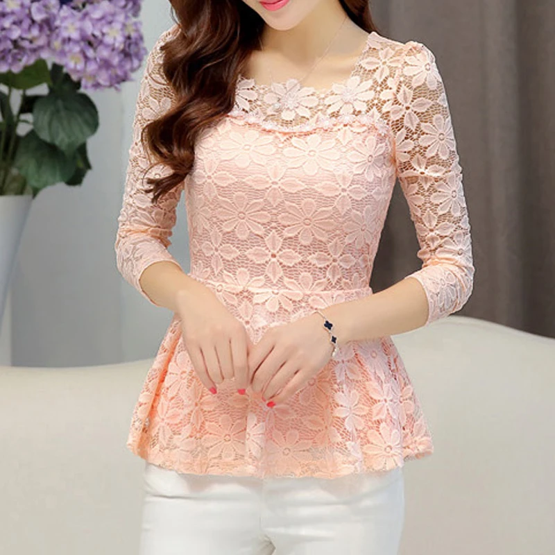 Женский винтажный топ с рюшами сорочка Новинка весны Blusas Топ черная белая кружевная блузка женская тонкая рубашка с длинным рукавом Femme 817C5