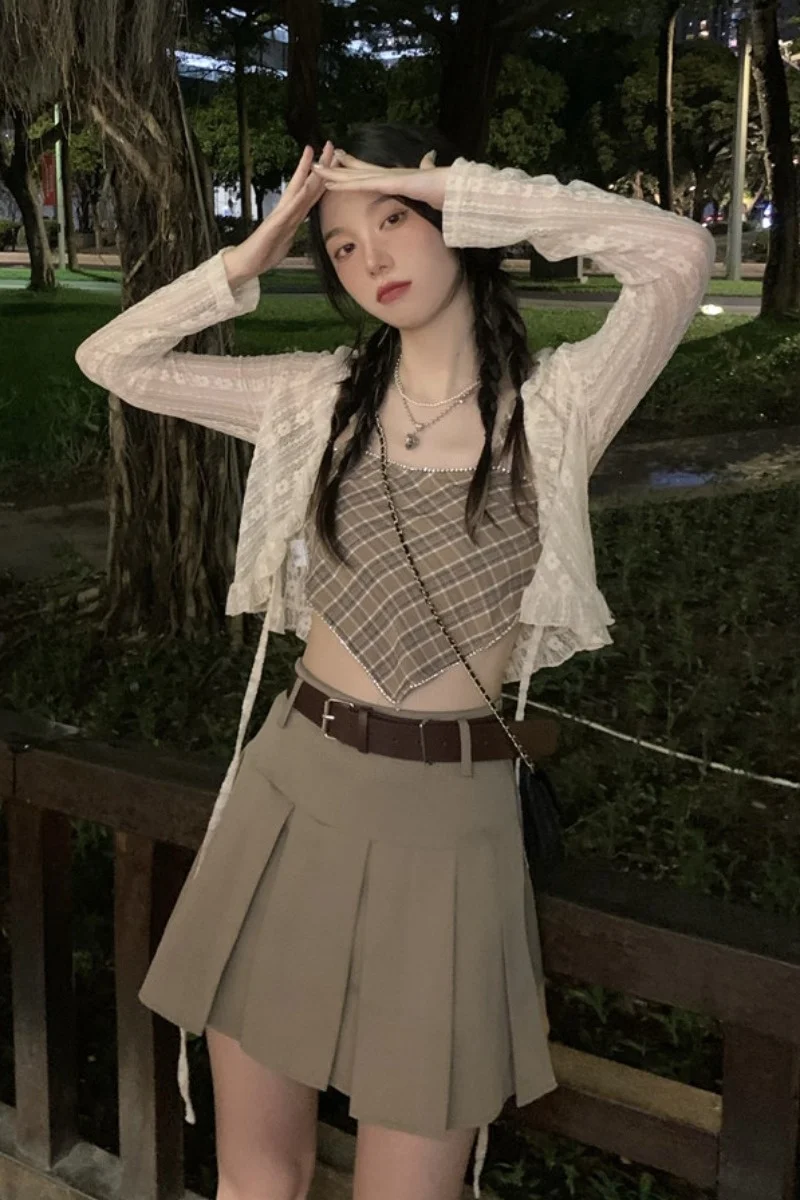 Лидер продаж модный костюм для девочек Летний милый короткий жилет на бретелях