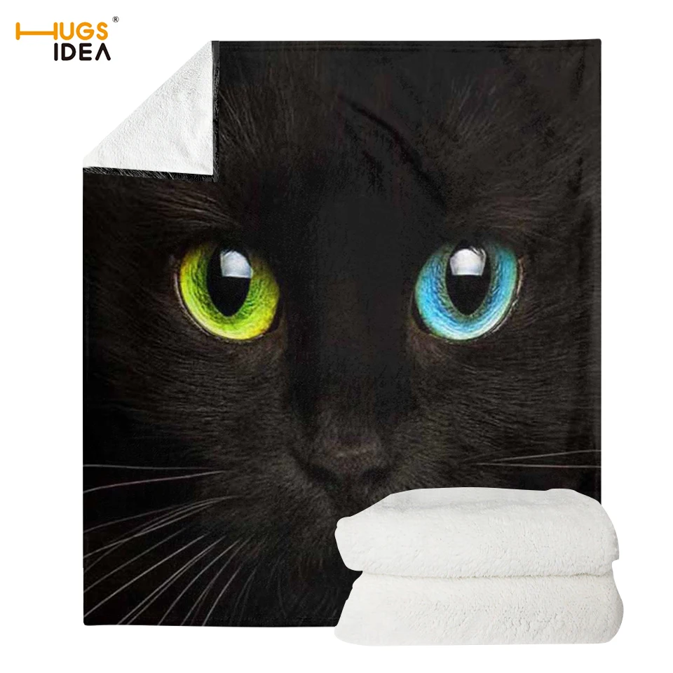 Одеяло с принтом черной кошки шерпа фланелевое одеяло плюс красивое постельное