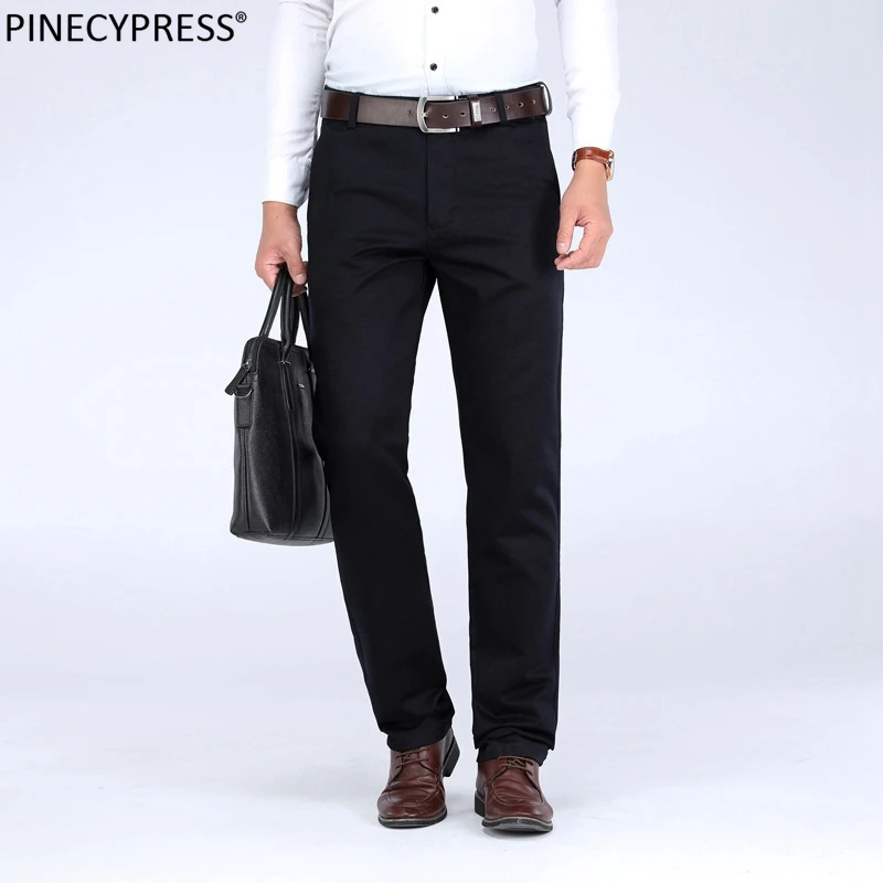

98% Cotton 2% Spandex Easy Care Men Suit Pants Formal Business Straight Male Spring Autumn Khaki Casual Chino Man Trousers