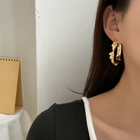 s925 needle fashion jewelry hoop earrings irregular metal gold plating hot selling metal earring 2021 new design party gift
