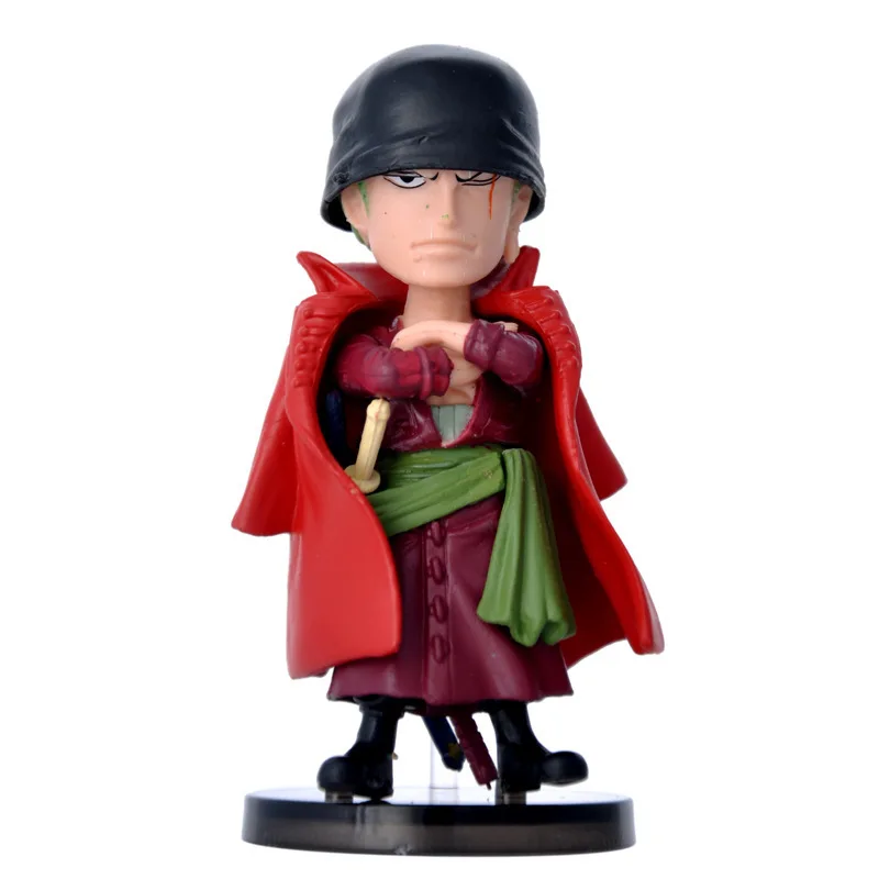 

10cm Anime Piece Monkey D Luffy Roronoa Zoro Action Figure Red Dress Straw Hat Pirates Set PVC Model Collection Stunt Figma Toy