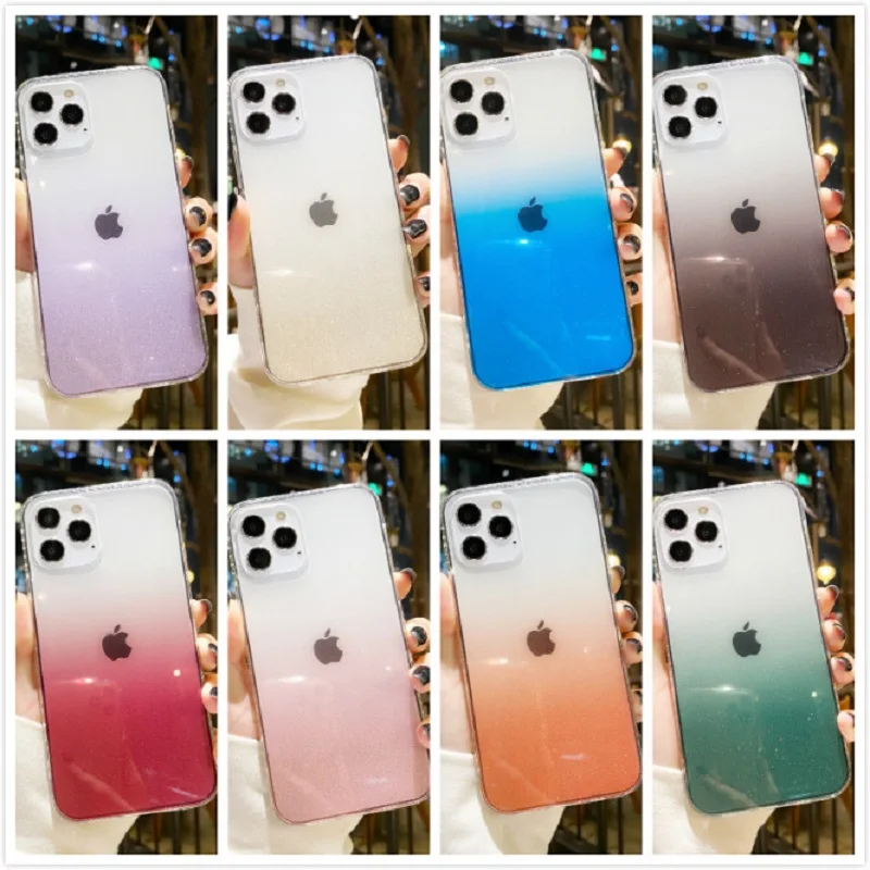 Роскошный блестящий чехол с кристаллами и градиентом для iPhone 12 Mini 11 Pro XS Max X XR 7 8 Plus