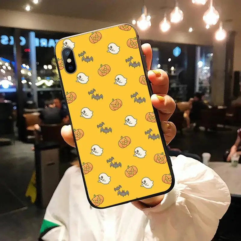 

Cute little ghost with halloween pumpkin Phone Case for iPhone 11 12 pro XS MAX 8 7 6 6S Plus X 5S SE 2020 XR