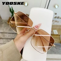 yooske luxury metal sunglasses women men square sun glasses ladies shades gradient eyewear uv400 colored goggles gold silver