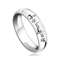6mm fashion retro religion 316l six character mantra amulet silver male and female couple jewelry sanskrit buddhist spell ring