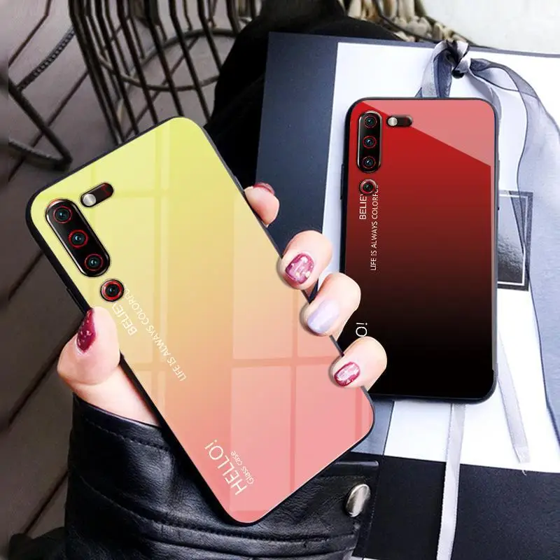 Цветной чехол из закаленного стекла для Lenovo Z5S Z6 Pro Z6Lite градиентная задняя крышка