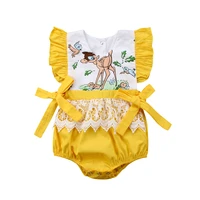 newborn infant baby girl lace deer romper jumpsuit outfits summer clothes 0 24m
