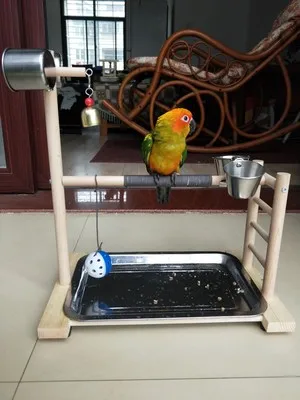

39*36*23cm Bird Perches Parrot Playground Feeder Tray Parrot Bell Tabletop Parrot Playstand