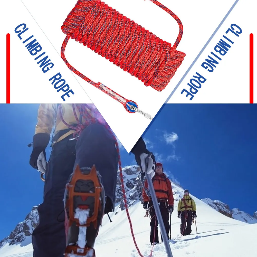 

20M Professional Rock Climbing Cord 10MM Diameter Outdoor Accessories Hiking Safety Rope High Strength Mountain Equipment