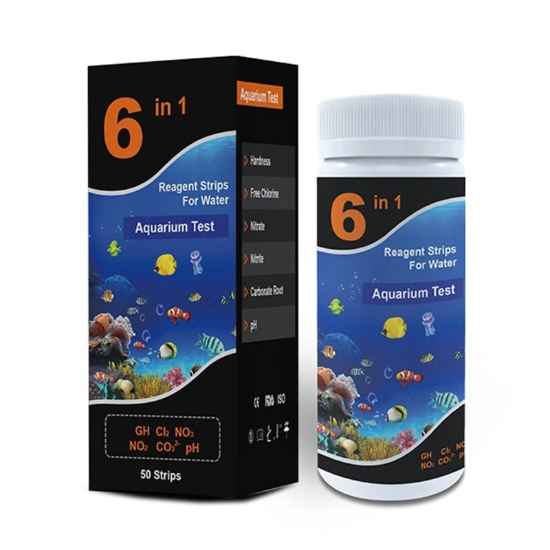 Premium Test Strips 6 in 1 Swimming Pool Aquarium for Total Hardness Total Alkali PH Nitrate Chlorine Nitrite Detector Accessory