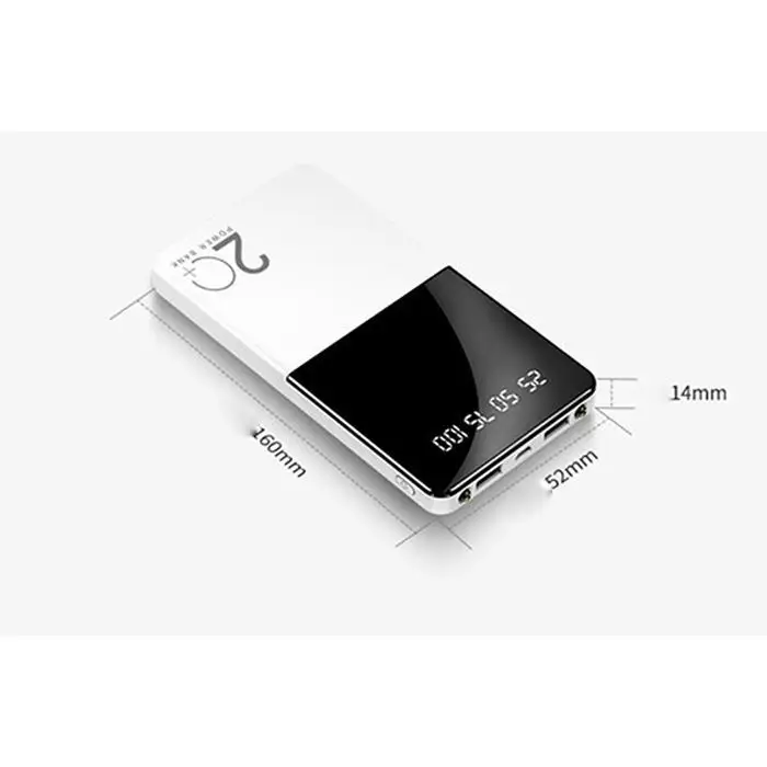 Power Bank 20000mAh портативное зарядное устройство зеркало внешняя Внешняя батарея свет