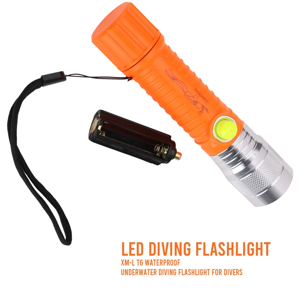 

Diving Battery Flashlight Portable Aluminum Alloy Waterproof Zoomable Lighting Modes Super Bright LED Torch Outdoor