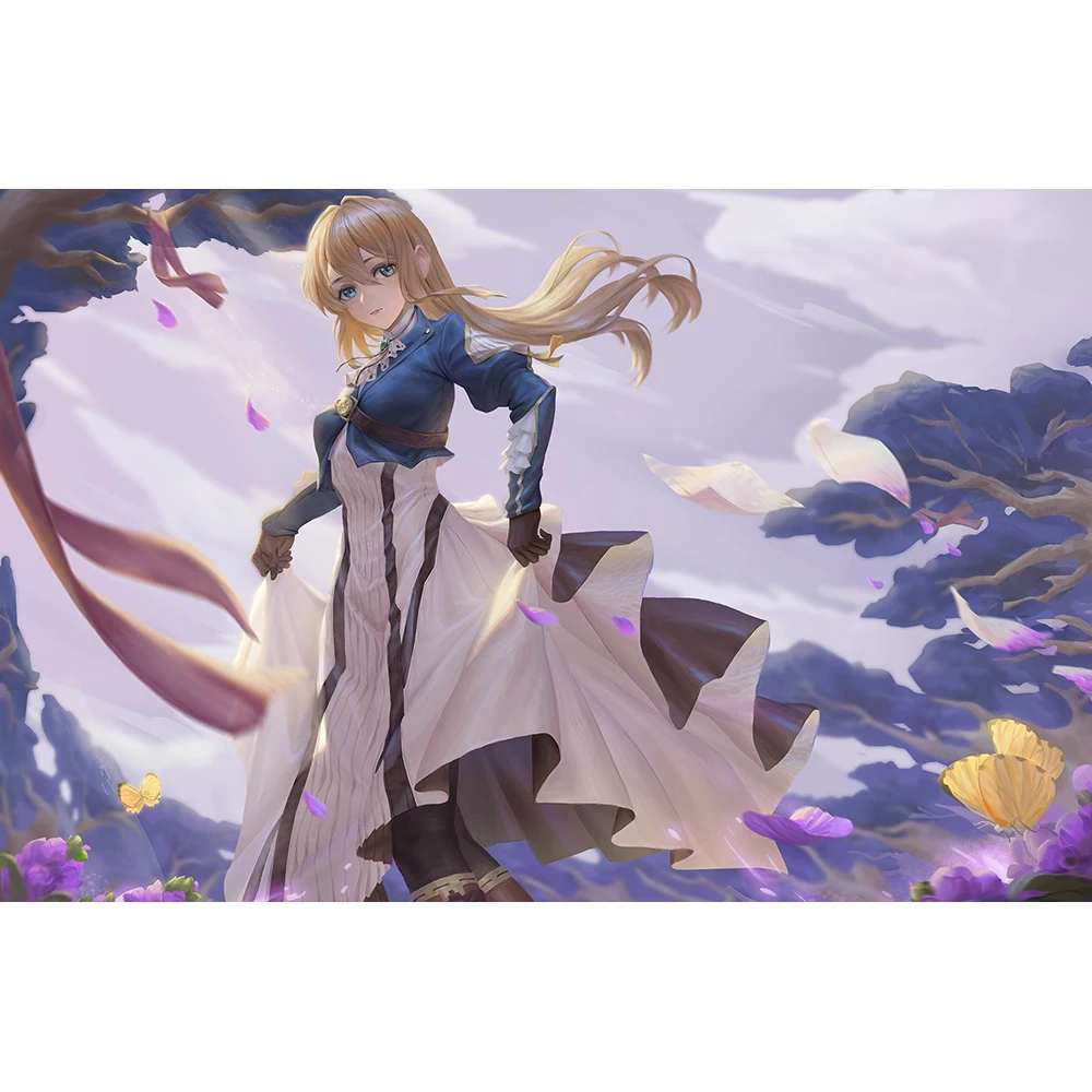 DIY Алмазная картина фиолетовая Evergarden Настенная с крестиком японское аниме для