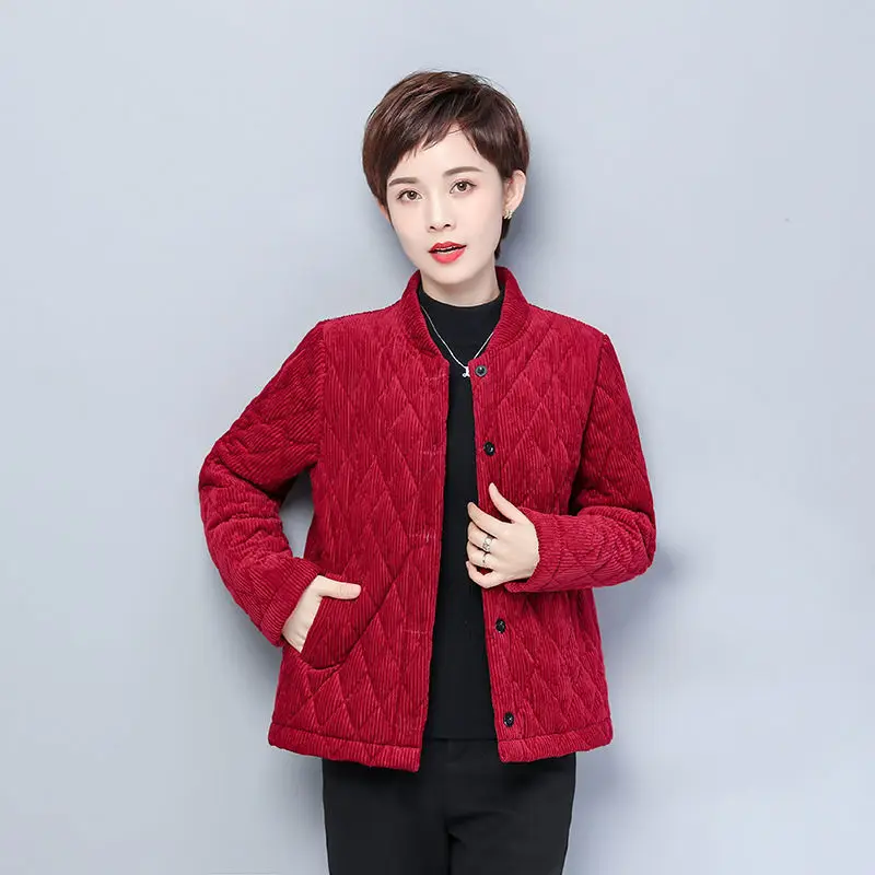 Зимние женские вельветовые клетчатые куртки большого размера 4XL одежда для мам