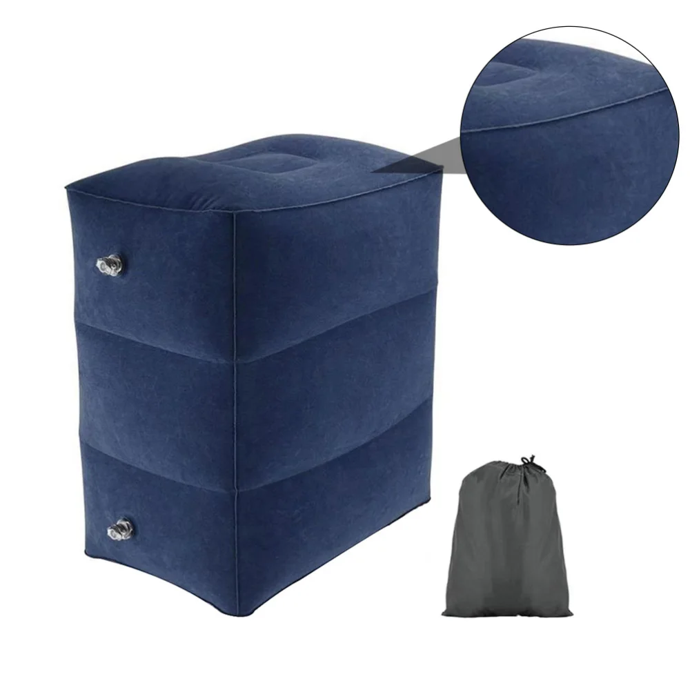 

1Pc Inflatable Airplane Pillow Adjustable Height Footrest Pillow (Dark Blue)