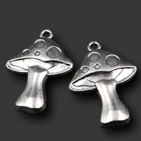 6pcs silver plated wild mushroom pendant retro necklace keychain metal accessories diy charms for jewelry carfts making 4129mm