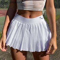 pleated skirt summer high waist pleated mini skirt womens fashion slim waist high street white solid hot skirts y2k 2020 new