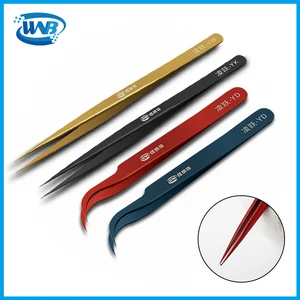 WNB антистатические щипцы с изогнутым прямым наконечником, точный Пинцет для пайки из нержавеющей стали, электронные промышленные ремонтные инструменты ESD