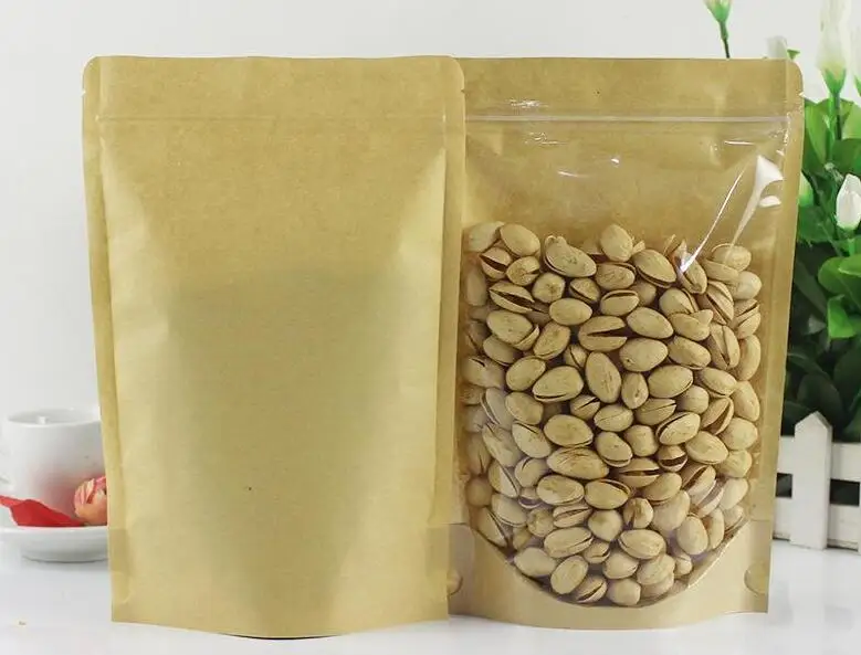 Пакеты для упаковки продуктов из крафт бумаги на молнии многоразовые