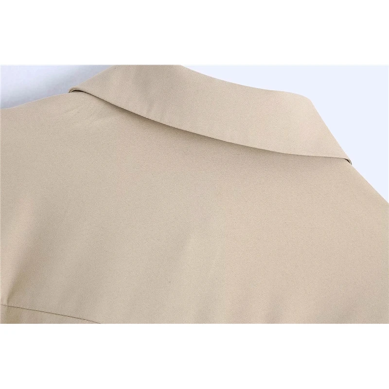 

YOSIBCD Women 2021 Fashion With Belt Button-up Loose Blouses Vintage Long Sleeve Pockets Female Shirts Blusas Chic Tops