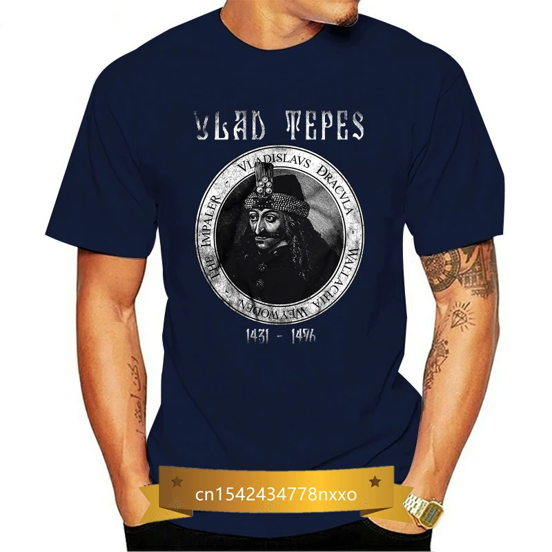 

Men Printing Short Sleeve Tshirt trend Hot Sale Men's Retro Print Design Vlad Tepes double sided size tshirt men