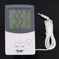 Room Electronic LCD Max-Min Thermometer Digital Indoor Outdoor Thermo Temperature Meter with Probe Sensor Cable Weather Station
