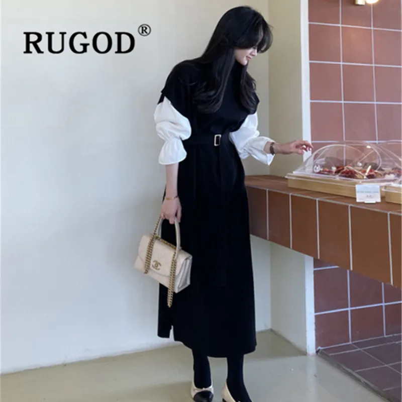 Женское лоскутное платье RUGOD элегантное повседневное офисное с расклешенным