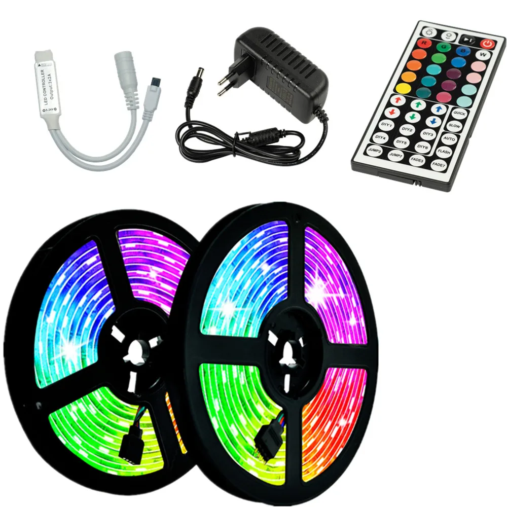 

LED Strips Lights IR 2835 RGB No waterproof Lamp Tape Ribbon With Diode DC EU power supply 12V 20M 32.8ft Holiday Xmas New Year