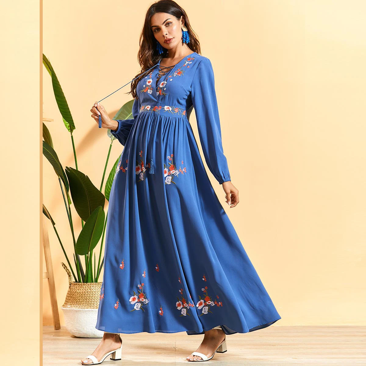 

Eid Muslim Women Dress Abaya Bohomian Ramadan Maxi Long Dresses Islamic Clothing Musulman Hijab Moroccan Kaftan Robe Turkey