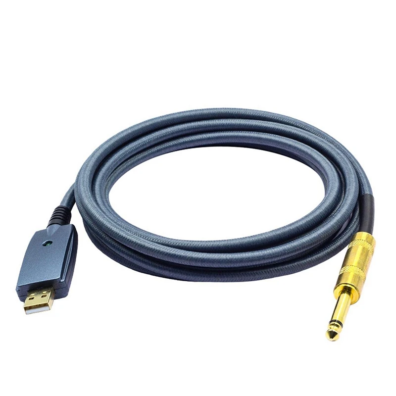 

Переходник с USB на гитару, штекер на гнездо 6,35 мм, аксессуары для электрогитары, аудиоразъем, адаптер шнура, 3 метра