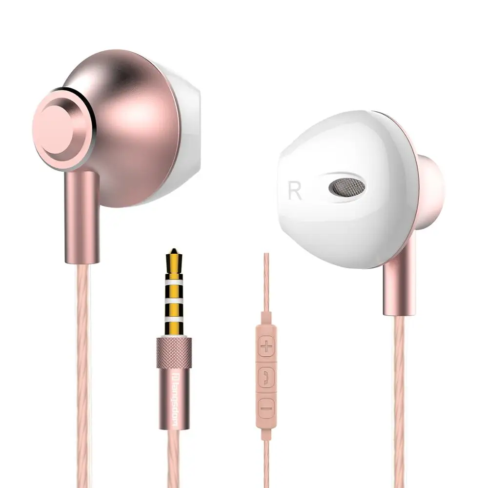 Rose with volume Langsdom металлические наушники с микрофоном 3,5 мм Проводная стереогарнитура Hifi в ухо наушники для телефона Xiaomi - Цвет: Rose with volume