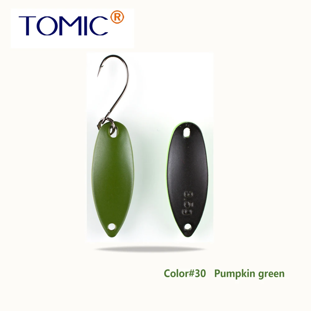 Pumpkin Green Tomic 2 г 3,5 г 5,5 г латунные рыболовные лезвия 1 шт. набор сверхлегкий УФ цвет металлическая приманка микро литье форель бас ложка - Цвет: Pumpkin Green