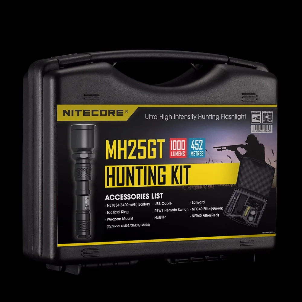 Новый NITECORE MH25GT водонепроницаемый 1000LM Тактический CREE XP L HI V3 Светодиодная лампа