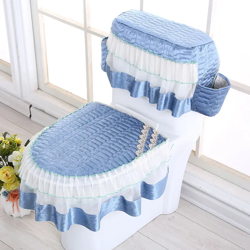 

Fyjafon 3pcs Toilet Seat Cover Tank Cover with storage bags Bathroom Toilet Overcoat Washable High Quality Toilet Seat Cover