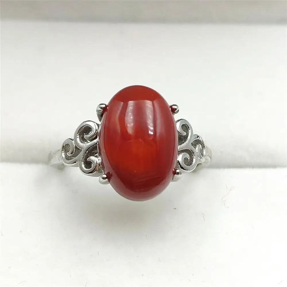 Подлинное натуральное Южно-красное агатное кольцо для женщин из стерлингового
