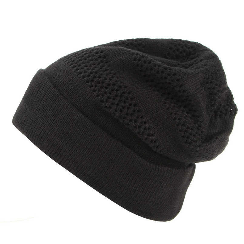 Black gray GEMVIE женская зимняя Лыжная Шапочка стрейч вязаные шапки для мужчин сплошной толстый бархат плюшевая подкладка Унисекс Skullies Beanies - Цвет: Black gray