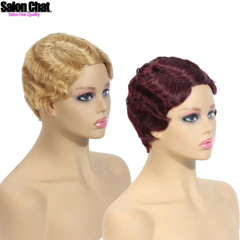 blonde wig human Women's wig remy human hair Short human hair wig Natural wig full machine-made blond wig short hair wig