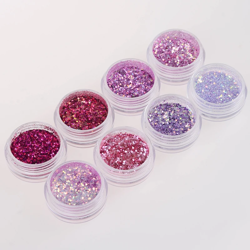 15g/Box Nail Glitter Powder Pink Purple Series Colorful Multi-size Hexagon Shinny Flakes Art DIY Design Decoration Tools | Красота и