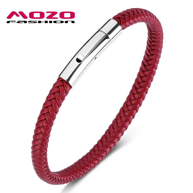 SY501-R Mozo Fashion Для мужчин браслеты с подвесками Браслеты кожаный жгут синего цвета Смешанная плетеный браслет простые Стиль панк Человек Классический Серебряные ювелирные изделия 501 - Окраска металла: SY501-R