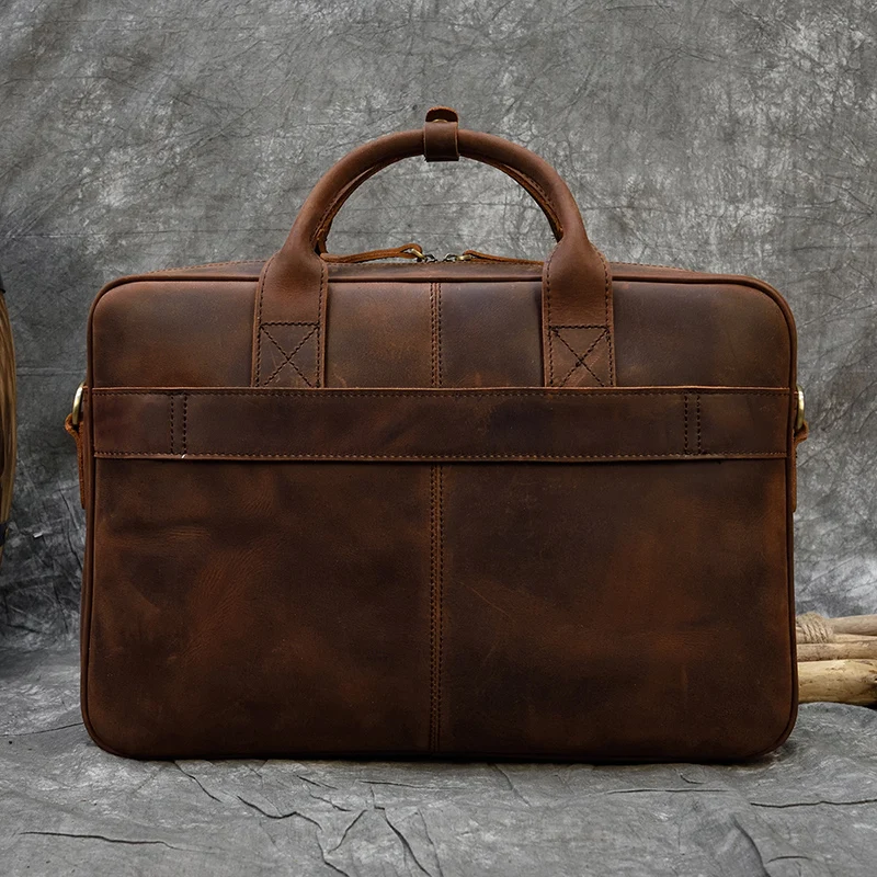 

2021Retro Laptop Briefcase Bag Genuine Leather Handbags Casual 15.6 Pad Bag Daily Working Tote Bags Men Male bag for documents