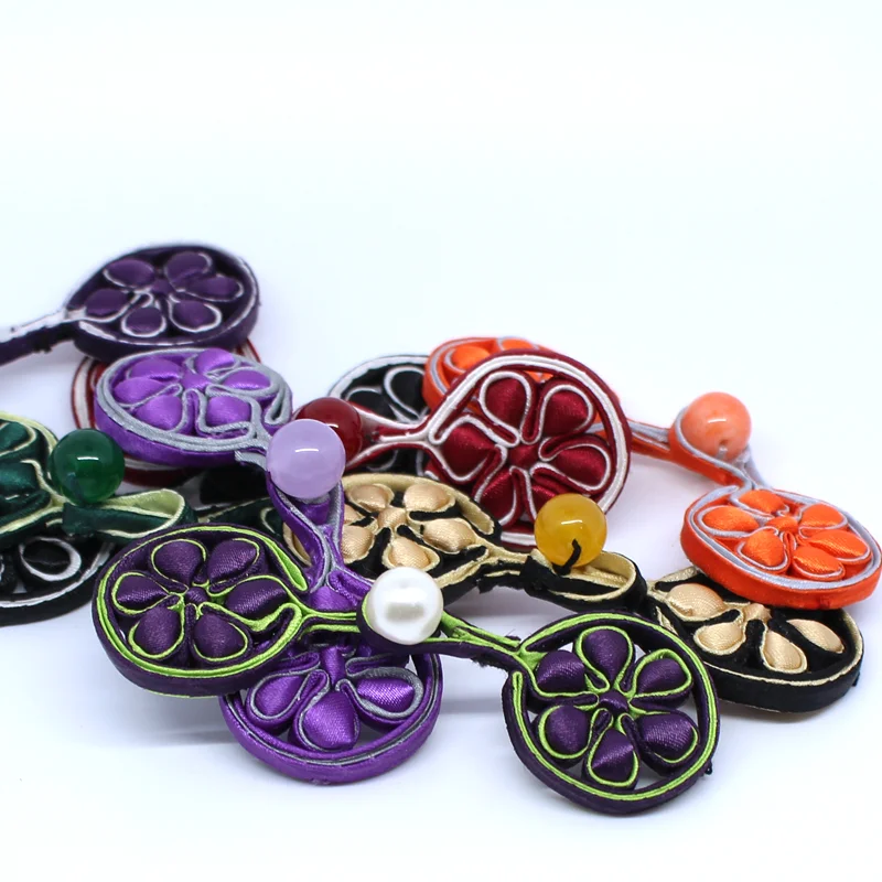 1 пара ручная работа вышивка бисером китайская лягушка застежка узел пуговицы