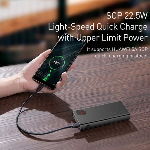 Baseus Портативный аккумулятор 20000 мАч с быстрой зарядкой USB-C — внешний вид товара