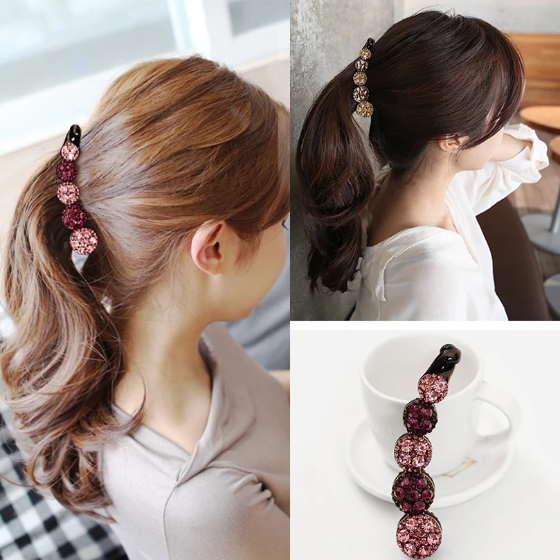 AWAYTR стразы заколка для волос с бананами Винтажная блестящие заколки конским