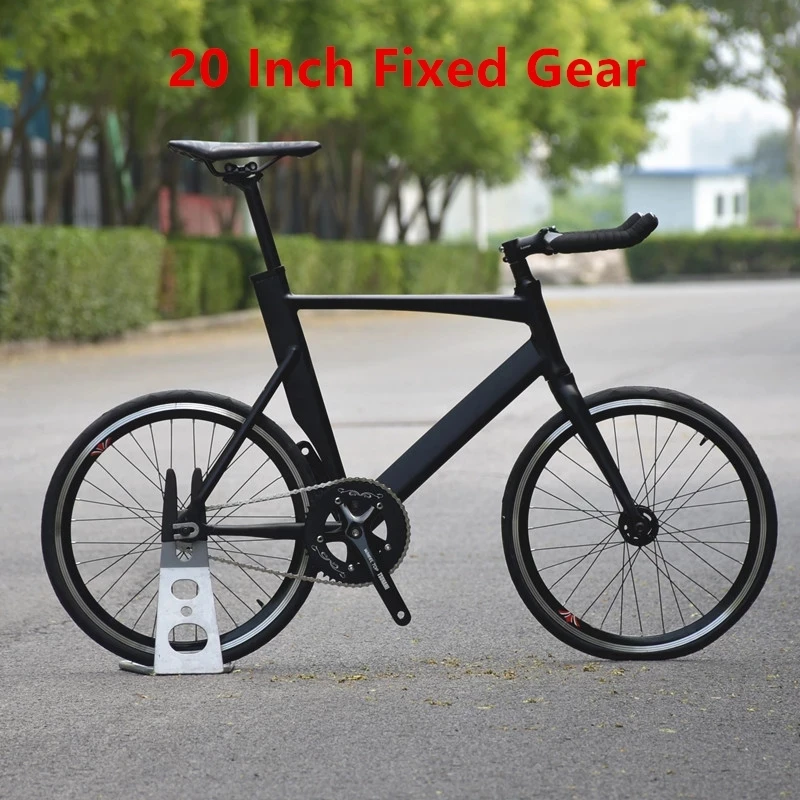 20 Inch Fixie Fixed Gear Bike Aluminum Alloy Frame Single Speed Aircraft Shape Handlebar 48T Crankset Double V Brakes images - 6