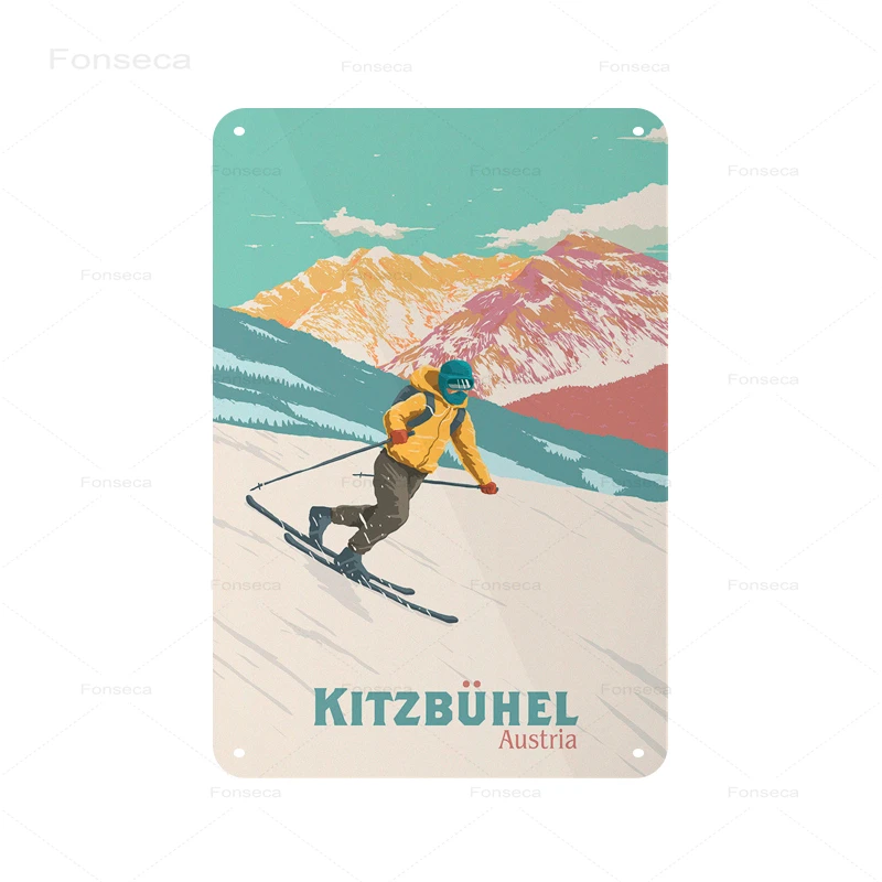 Металлический знак в стиле ретро для горнолыжного курорта St Anton Kitzbuhel Avoriaz зимний