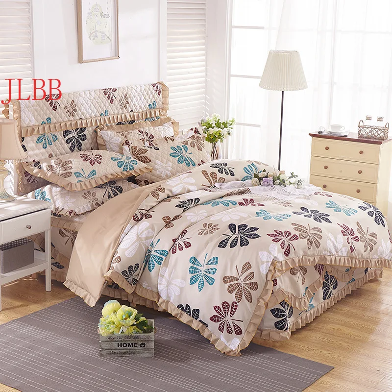 

Quilted Sheet&pillowcase set 3pcs/set 100% cotton thicken bed skirt+2 pillowcase padded Bed cover cotton home bed dust ruffles
